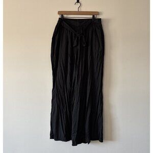VEILED Wide Leg Black Pants Women’s Large Bamboo Blend Belted Capsule Office
